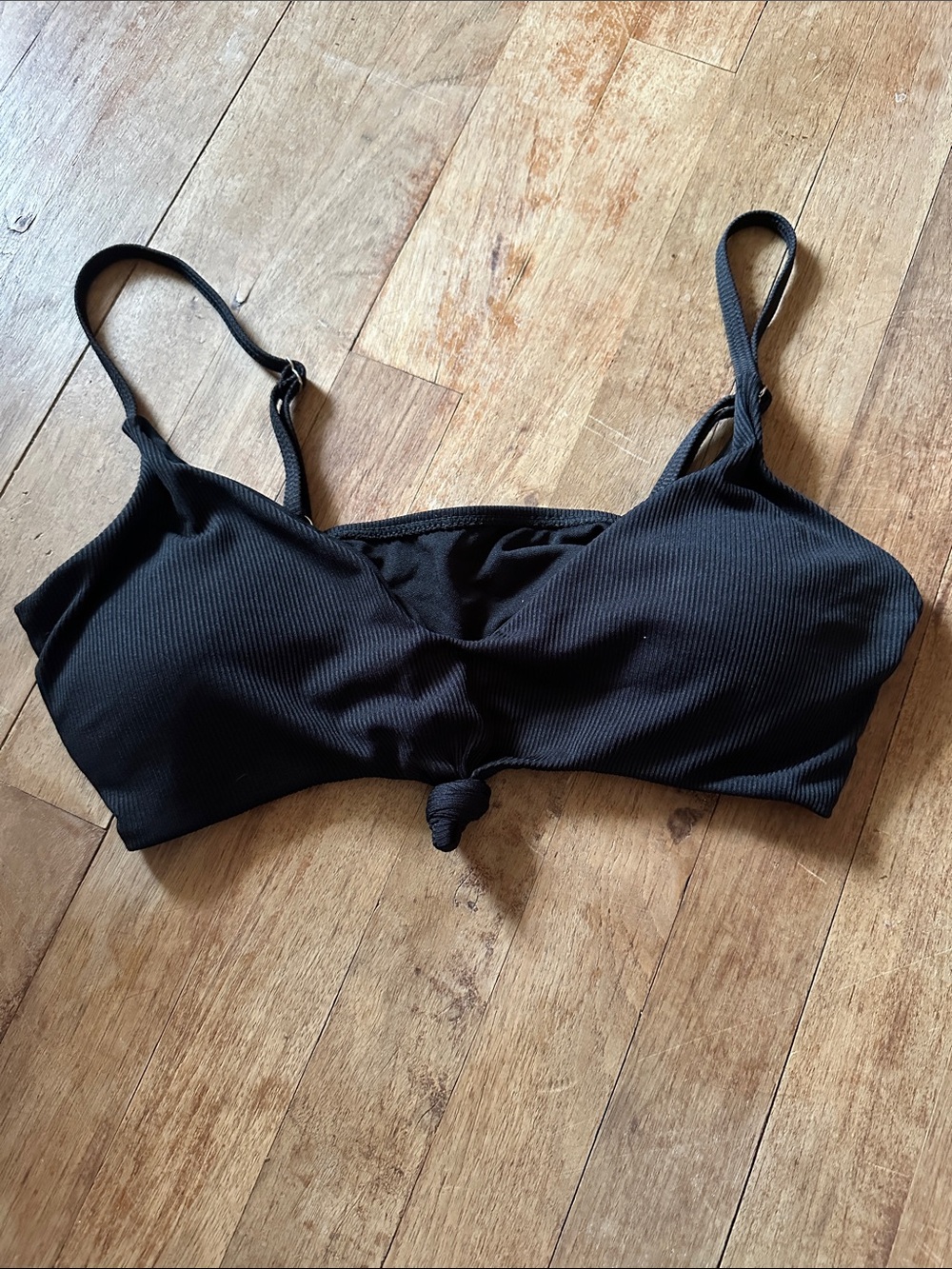 Black Tie Front Bikini Top - Size XL